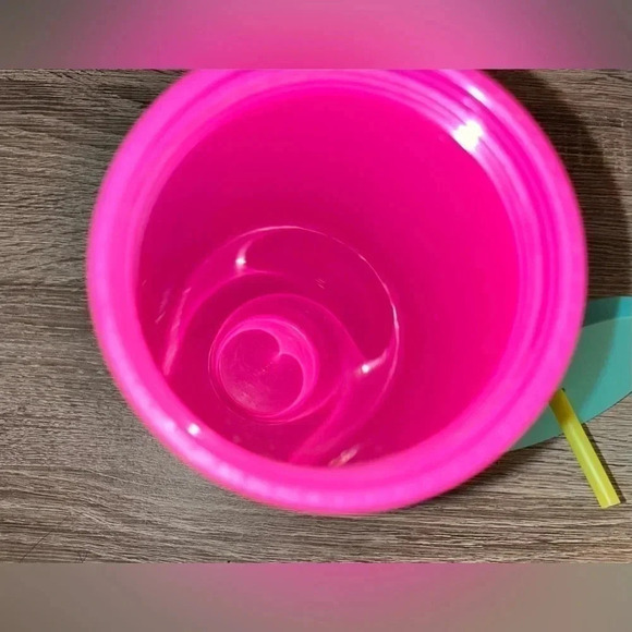 Starbucks 2014 Retro Summer Neon Pink Yellow Teal Venti 24 oz Cold Cup Tumbler - Picture 3 of 4